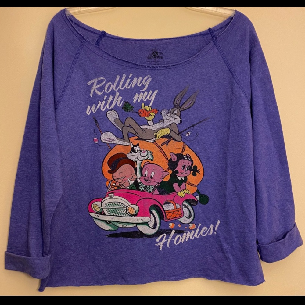 looney tunes Purple top Rolling with my homies sweater vintage sweatshirt tee